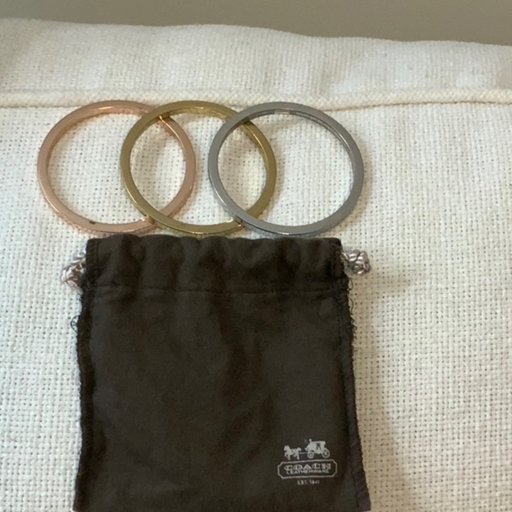 Coach Tri-Tone Bangle Set - Rose Gold, Gold & Silver